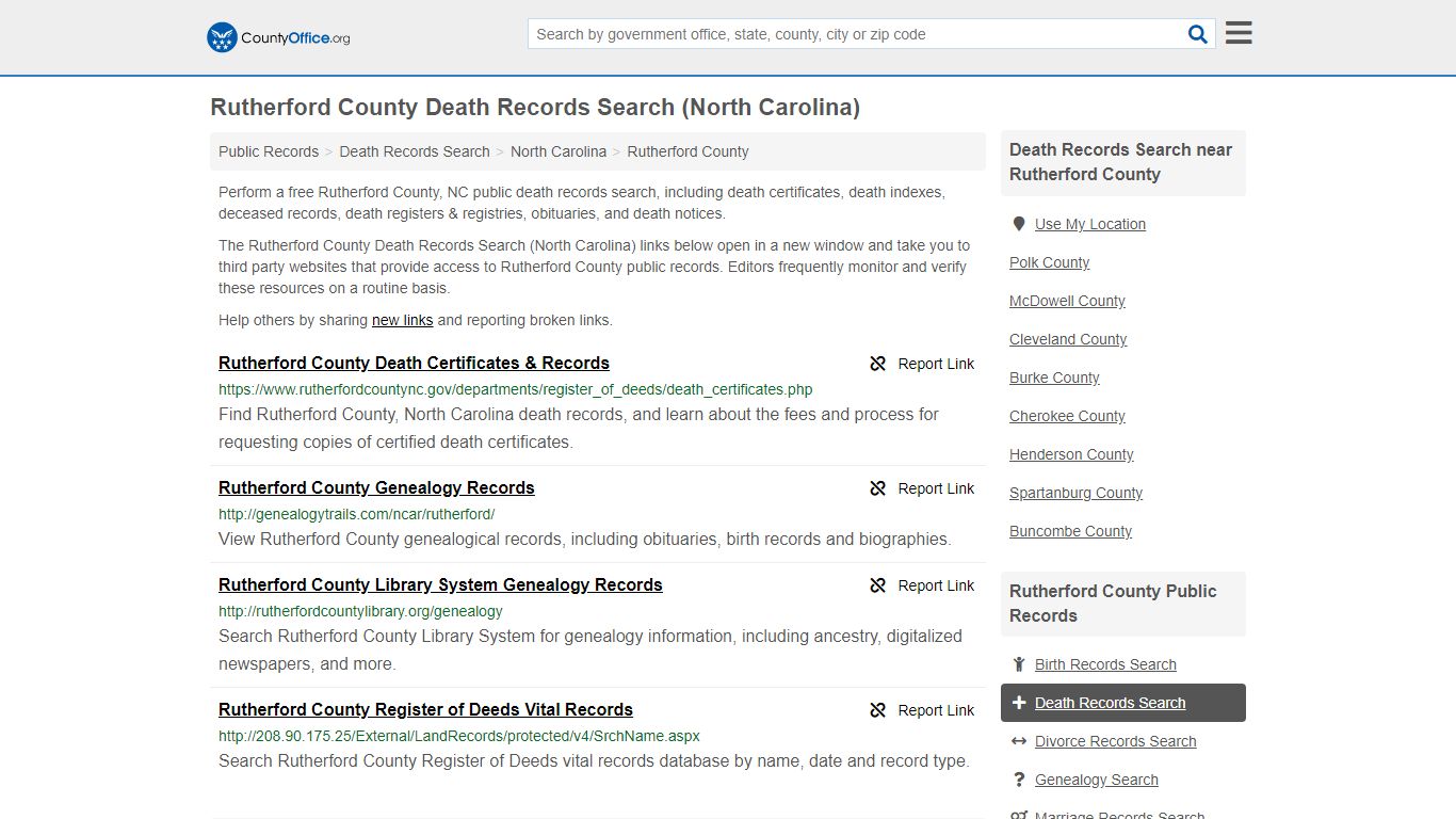 Death Records Search - Rutherford County, NC (Death ...
