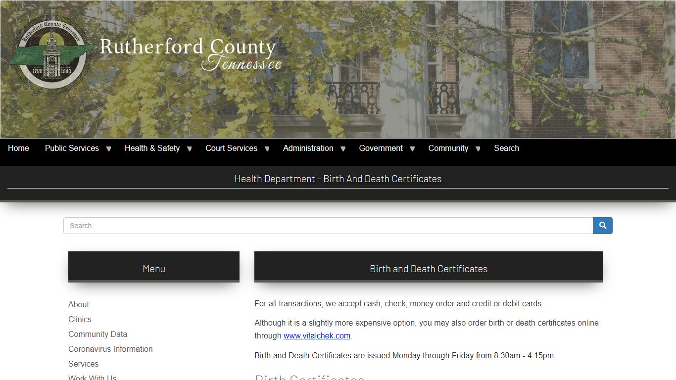 Health Department - Birth and Death Certificates | Health ...