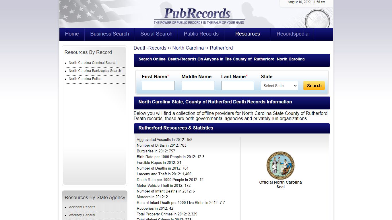 Rutherford County, North Carolina Death Records